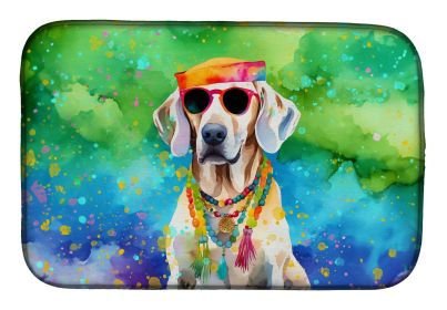 Weimaraner Hippie Dawg Dish Drying Mat Absorbent Dish Drying Mat Pad for Kitchen Counter Dish Drainer Mat for Countertop, 14 x 21", Multicolor
