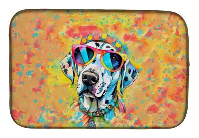 Dalmatian Hippie Dawg Dish Drying Mat Absorbent Dish Drying Mat Pad for Kitchen Counter Dish Drainer Mat for Countertop, 14 x 21", Multicolor