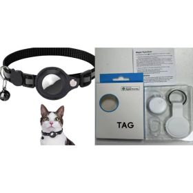 Reflective Collar Waterproof Holder Case For Airtag Air Tag Airtags Protective Cover Cat Dog Kitten Puppy Nylon Collar (Color: Black set1)