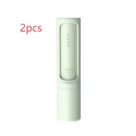 2-1 Reusable Pet Hair Remover Brush Lint Roller Portable Effective Self Cleaning Tool for Cat Dog Fur Hair Dust Removal Brush (Color: Green 2pcs)