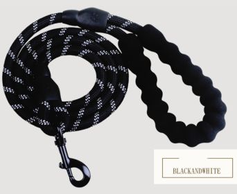 Reflective Dog Leash Nylon Pet Dog Leash Rope For Small Medium Large Dogs Walking Training Pet Suppiles (Color: Black and white)