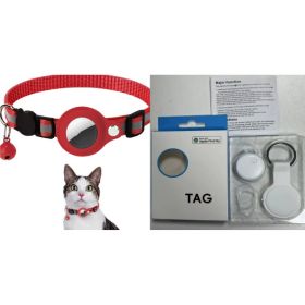 Reflective Collar Waterproof Holder Case For Airtag Air Tag Airtags Protective Cover Cat Dog Kitten Puppy Nylon Collar (Color: Red set1)