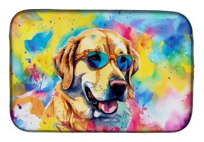 Yellow Labrador Hippie Dawg Dish Drying Mat Absorbent Dish Drying Mat Pad for Kitchen Counter Dish Drainer Mat for Countertop, 14 x 21", Multicol (Default: Default)