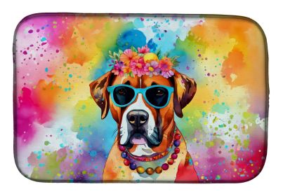 Boxer Hippie Dawg Dish Drying Mat Absorbent Dish Drying Mat Pad for Kitchen Counter Dish Drainer Mat for Countertop, 14 x 21", Multicolor (Default: Default)