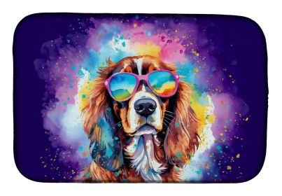 Cavalier Spaniel Hippie Dawg Dish Drying Mat Absorbent Dish Drying Mat Pad for Kitchen Counter Dish Drainer Mat for Countertop, 14 x 21", Multico (Default: Default)