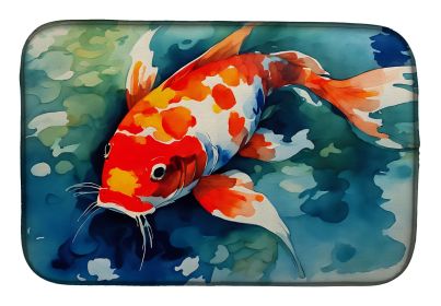 Koi Fish Dish Drying Mat Absorbent Dish Drying Mat Pad for Kitchen Counter Dish Drainer Mat for Countertop, 14 x 21", Multicolor (Default: Default)