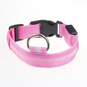 LED Luminous Pet Dog Collar Night (Option: Pink Light-S)
